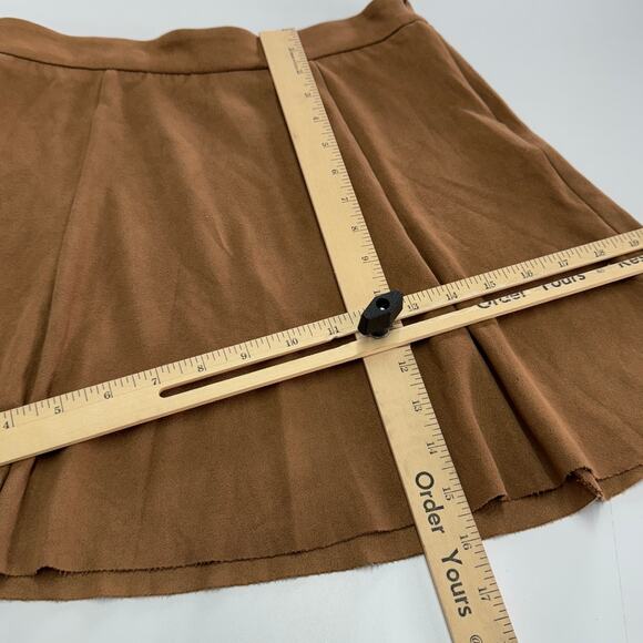 Level 99 Skirt Womens 26 Brown Camel Faux Suede Mini - Picture 8 of 8